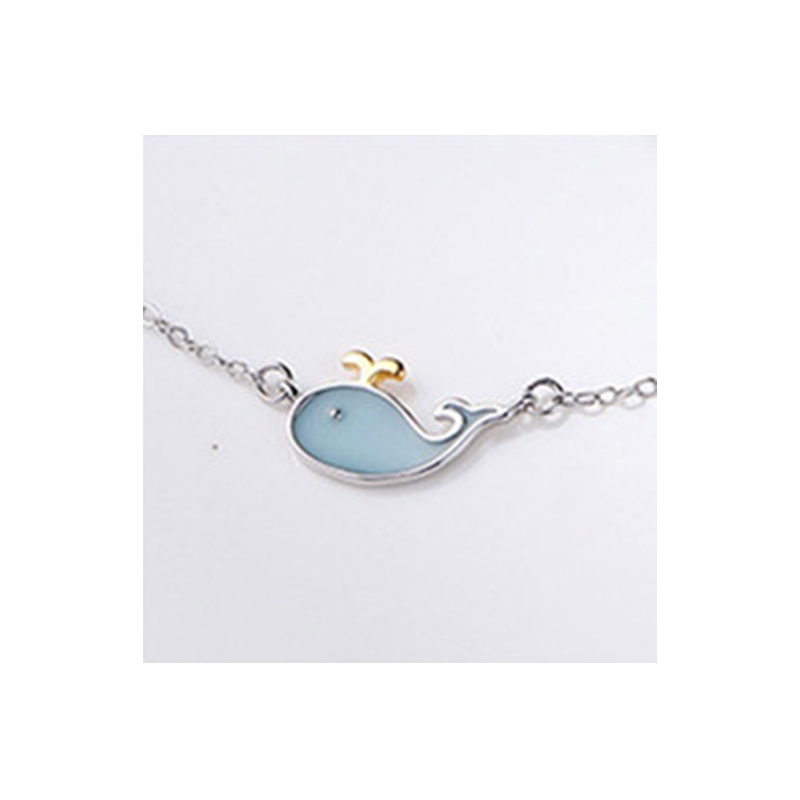 Kalung Liontin Silver Necklace Whale Pendant Women Choker Necklaces Fashion Chain Jewelry