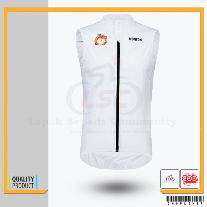 VEST SEPEDA MONTON TIGER WHITE CYCLING GILET ROMPI SEPEDA ORIGINAL - M
