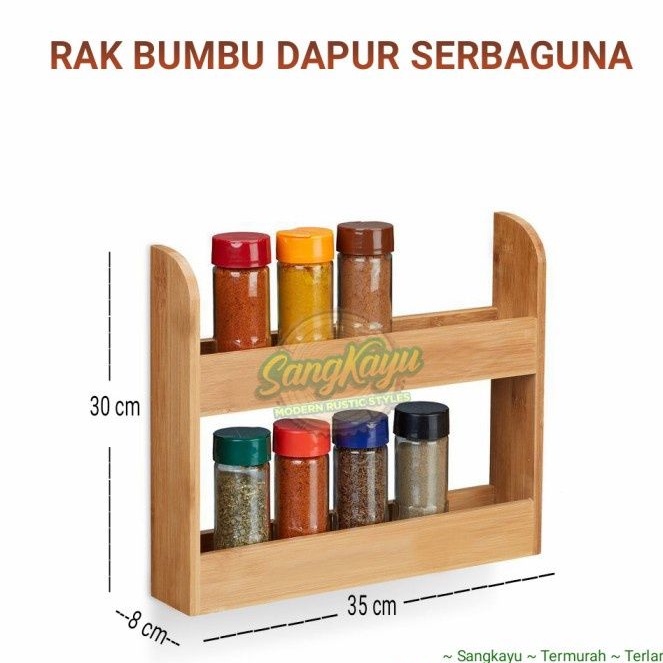 Rak kayu susun 2 tingkat rak bumbu dapur kayu rak dapur rak serbaguna - KAYU MAHONI