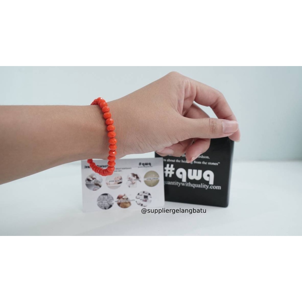 gelang kristal ceko ORANGE JERUK aksesoris tangan premium bonus kotak