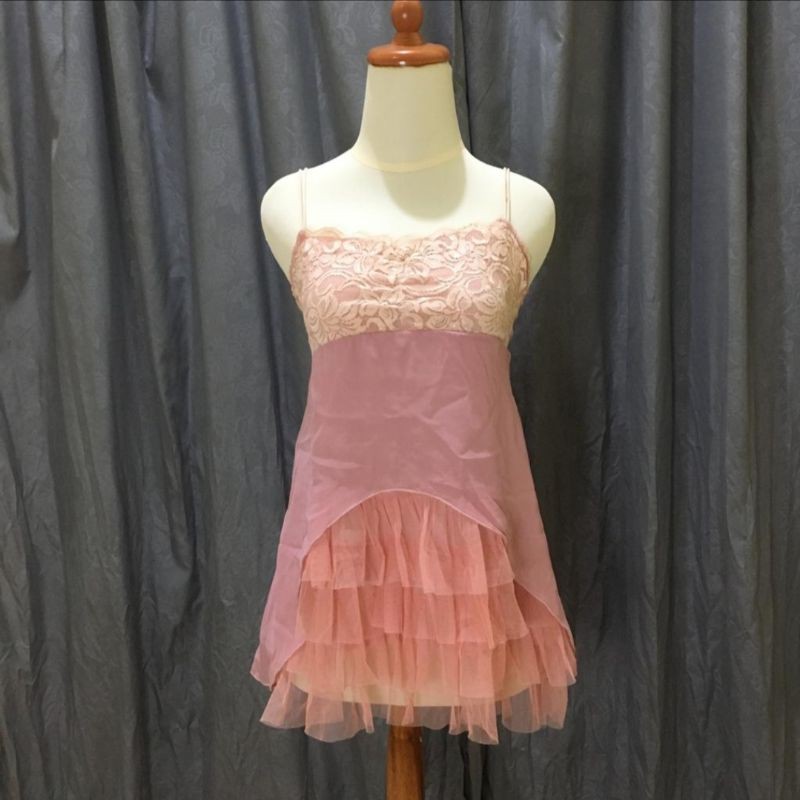 (Frugal Babes) Pink Frilly Chiffon Tanktop
