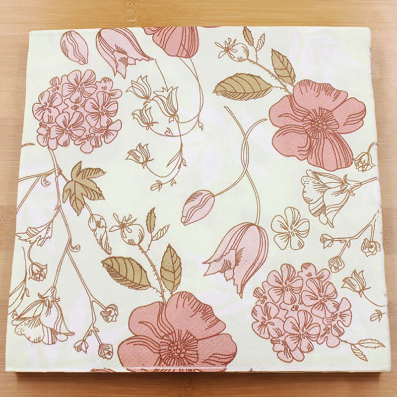 20pcs Vintage Flower Paper Napkins Rose Festive Party Tissue Floral Decoration