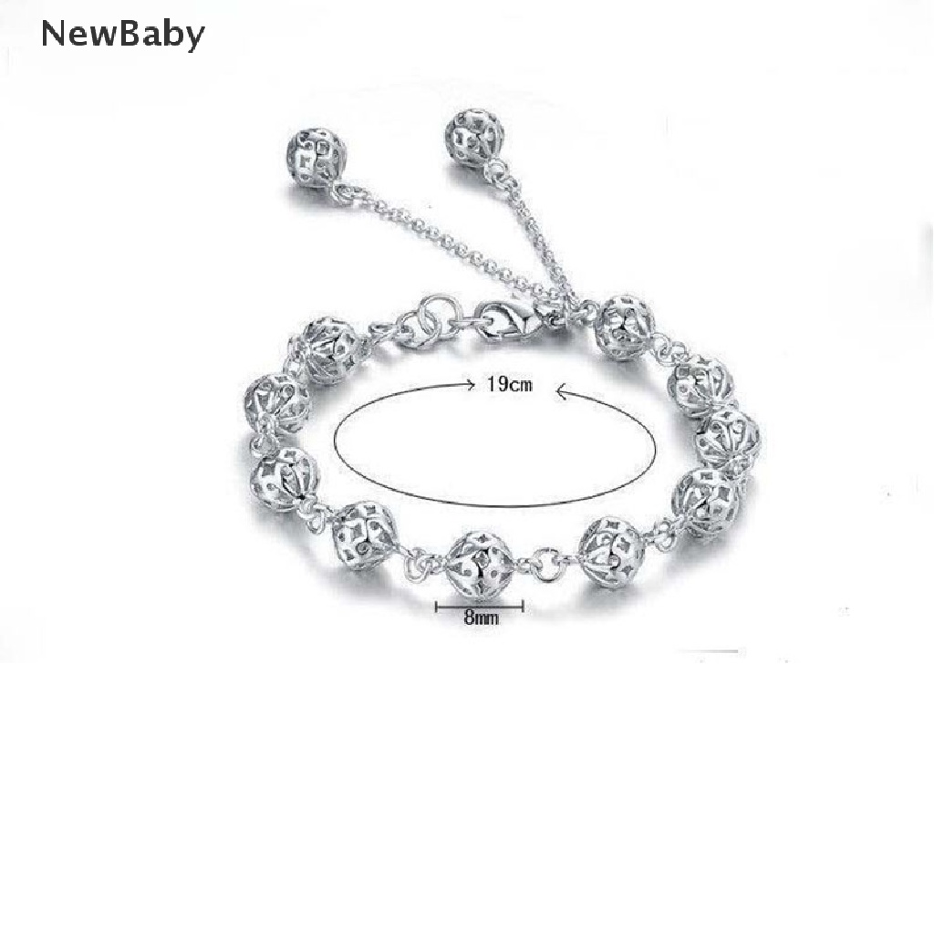 Newbaby Gelang Tangan Lapis Silver Model Bola Hollow Untuk Wanita