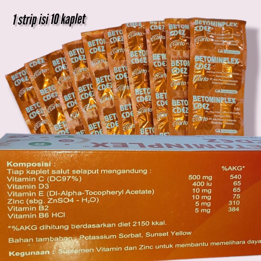 Betominplex CDEZ Samcorbex  Vitamin C dan B Kompleks Multivitamin strip  vitamin kesehatan daya taha