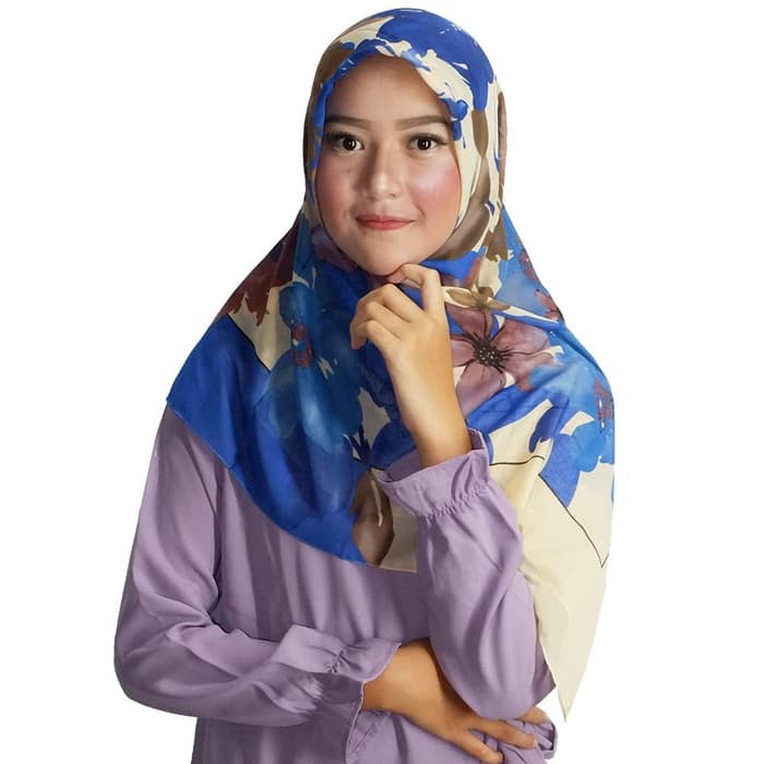 Zoya Kerudung Segiempat Motif - Molly Scarf Warna Navy