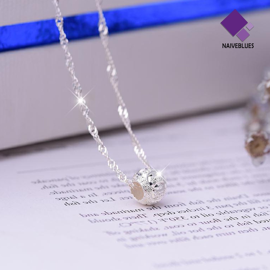 Kalung Rantai Liontin Manik-Manik Air Bahan Stainless Steel Warna Silver Untuk Wanita