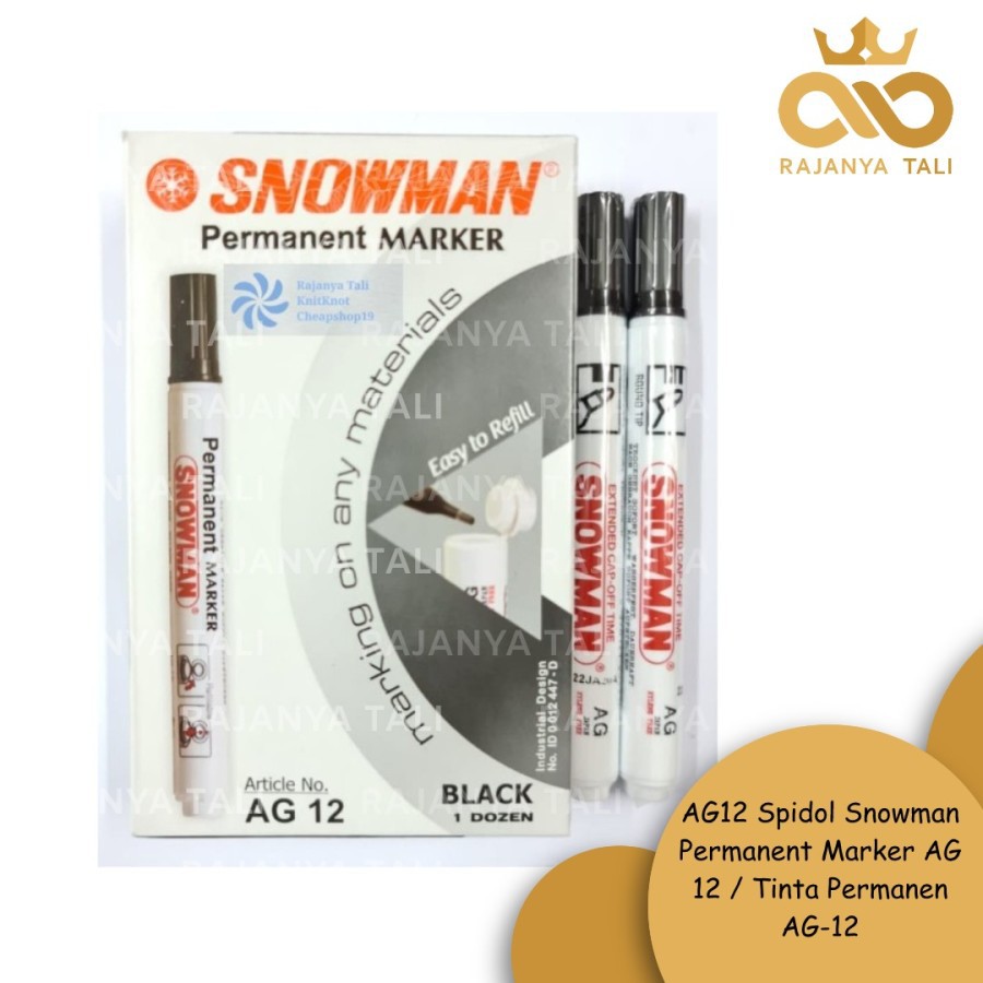 

AG12 Spidol Snowman Permanent Marker AG 12 / Tinta Permanen AG-12