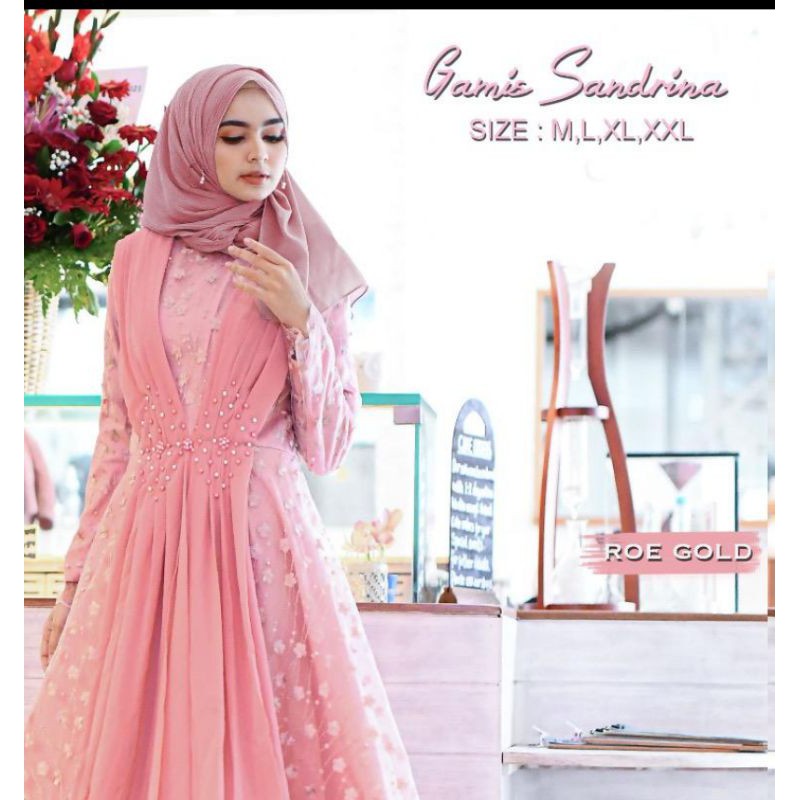 Gamis Sandrina Soft Pink  // Gamis Pesta // Gamis Mewah// Gamis Kebaya Terbaru// Gamis Pesta Bahan Tille Lebut