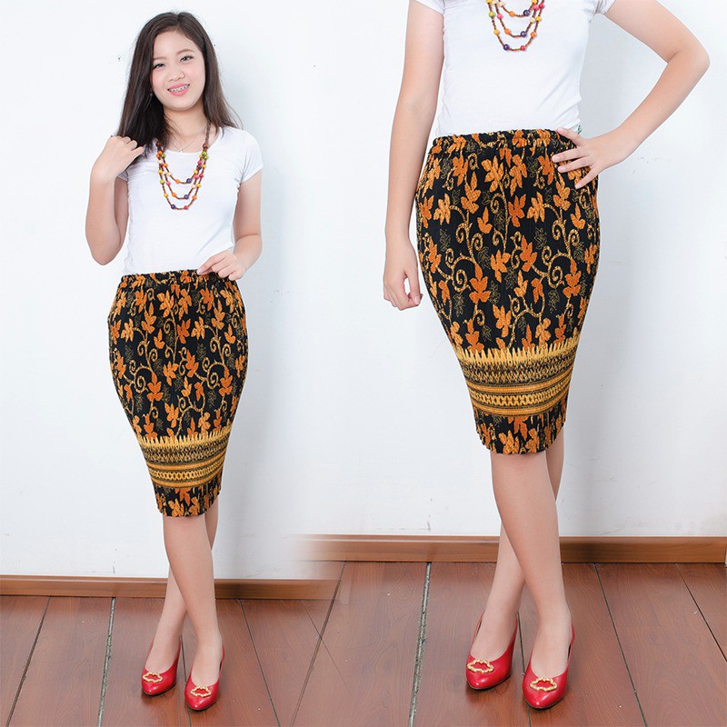 SB Collection Rok Plisket Warlina Pendek Midi Batik Jumbo Wanita