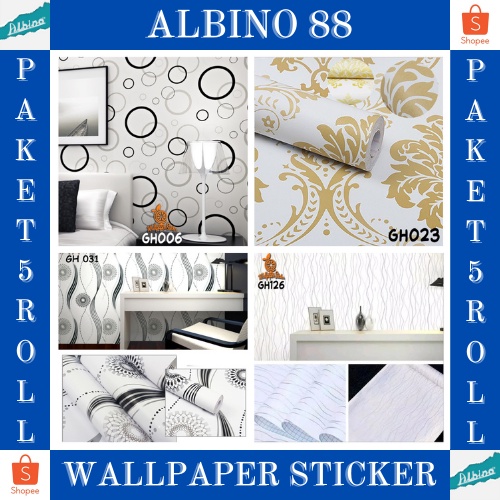 GRATIS ONGKIR !! Paket 5 Roll Wallpaper dinding/Sticker Dinding Anti Air/Wallpaper DInding Kamar Tidur bermotif ALBINO 88