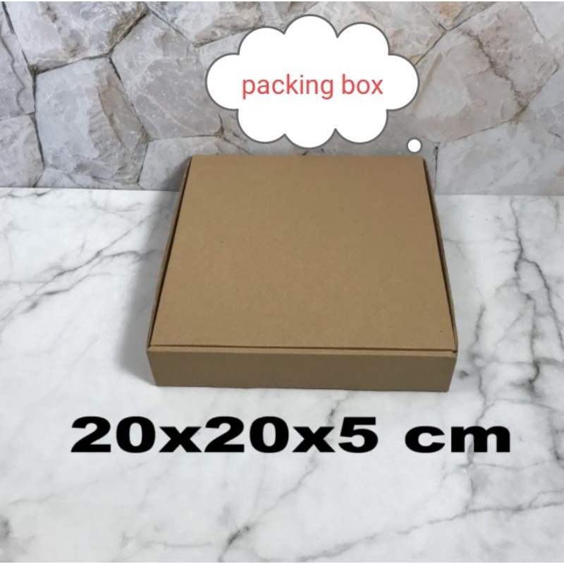 

kardus uk 20x20x5 cm die cut box pizza untuk packing/aksesoris dll
