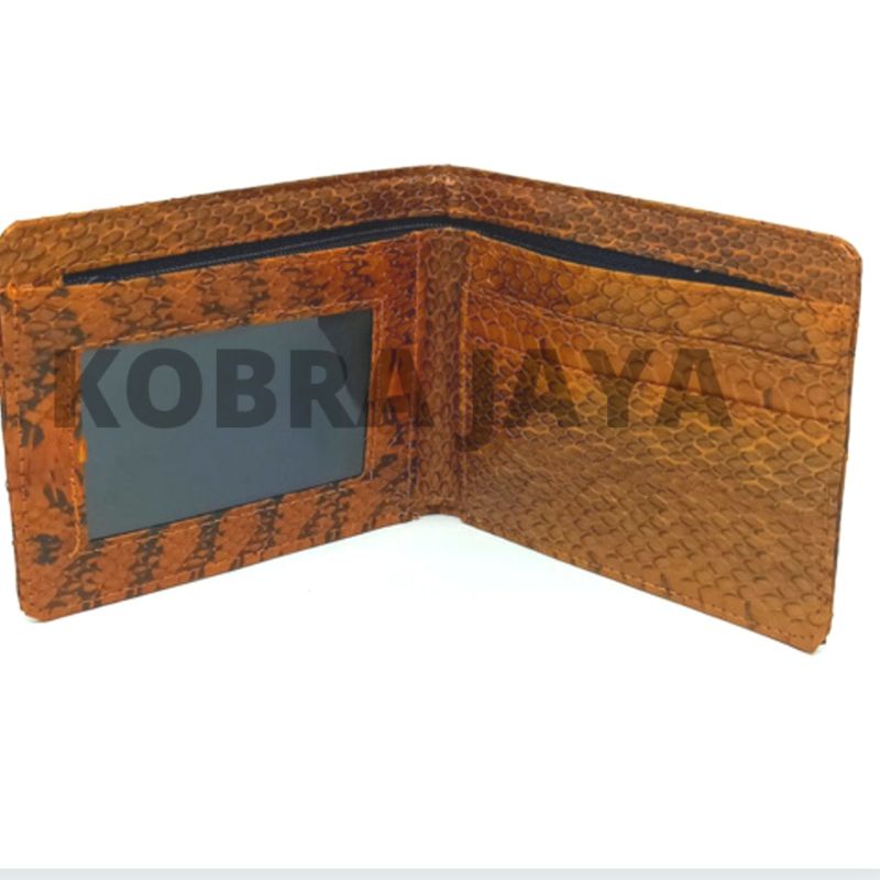 Dompet Cowok Kulit Ular Asli Pria Original Tanpa Sambungan Garansi Asli Warna Hitam Emas dan Putih-Coklat tua