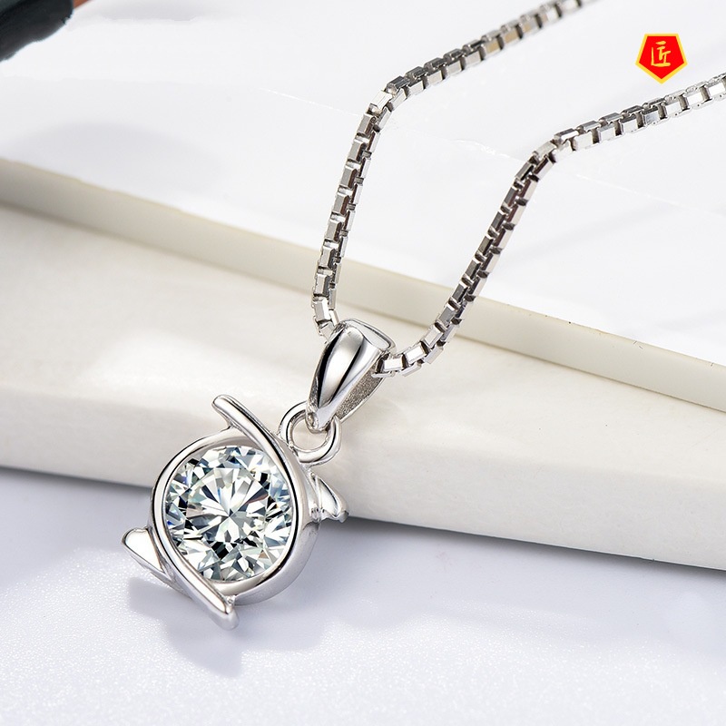 [Ready Stock]Embrace Single Diamond Necklace Korean Style Silver Pendant Simple Fashion