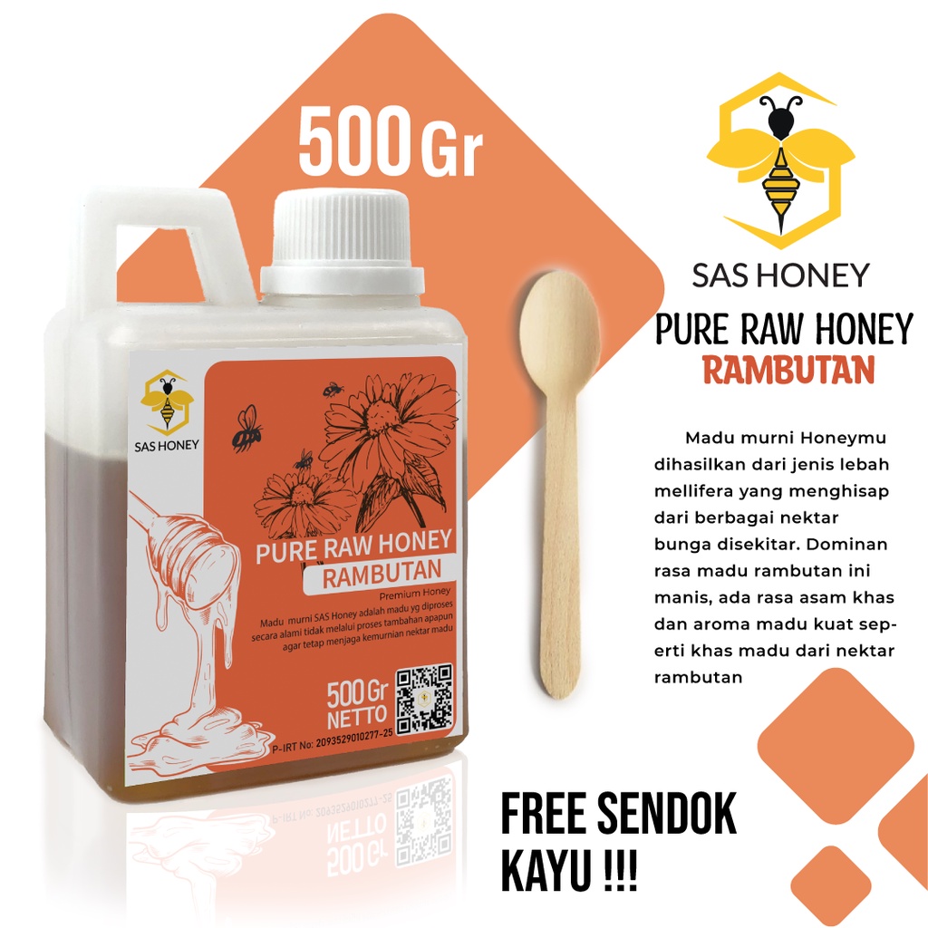 

Madu Asli Murni 500gr Sas Honey Nektar Bunga Rambutan