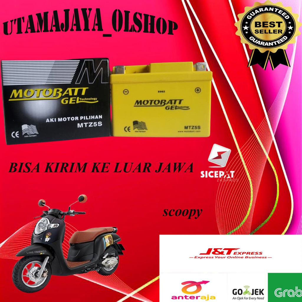 Aki motor honda scoopy motobatt motobat MTZ5S accu gel kering original