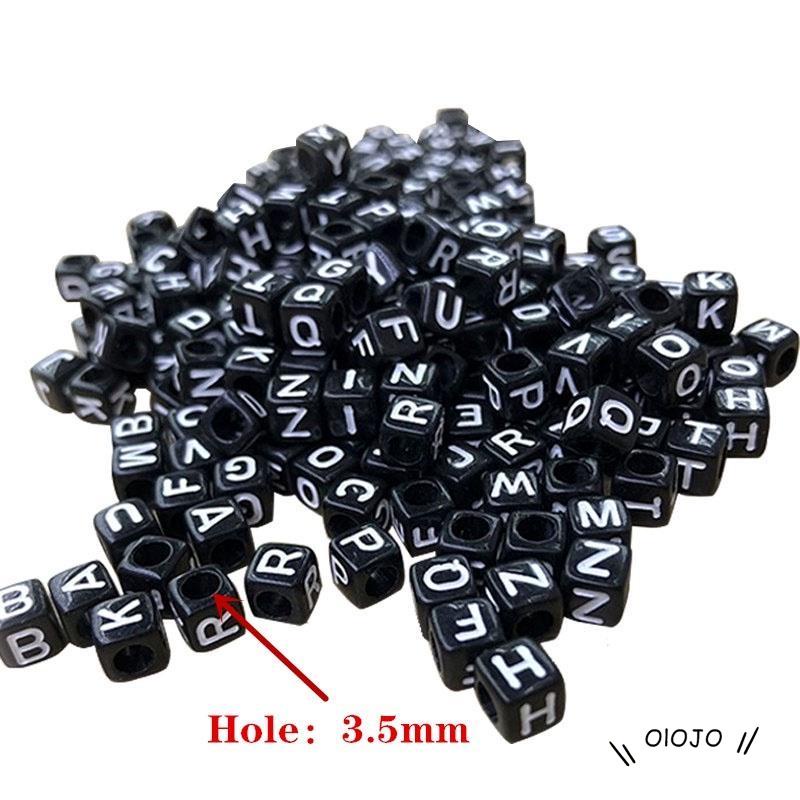 100 Pcs/pack Diy Hip-Hop Punk Hitam Gelang Persegi Manik-manik Aksesoris Fashion - ol