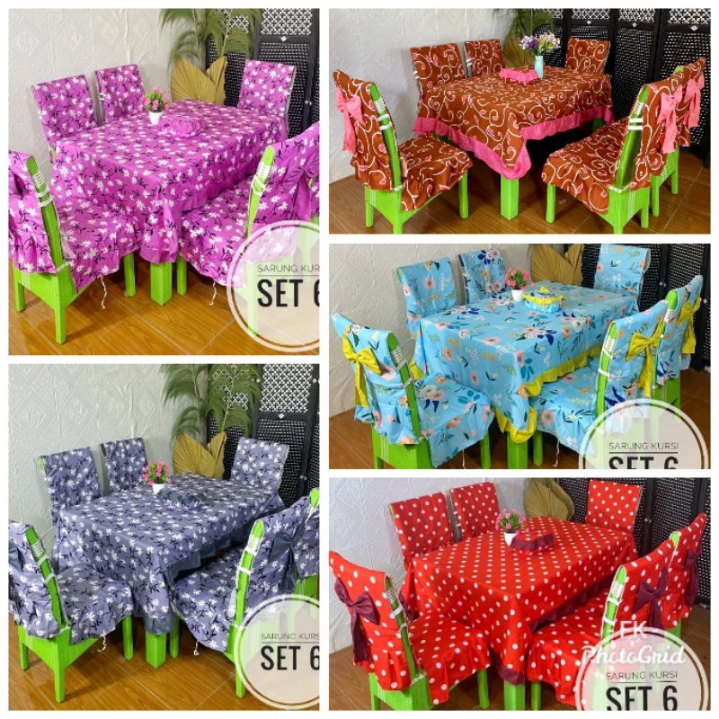 Termurah SET SARUNG KURSI MAKAN / COVER 6 KURSI