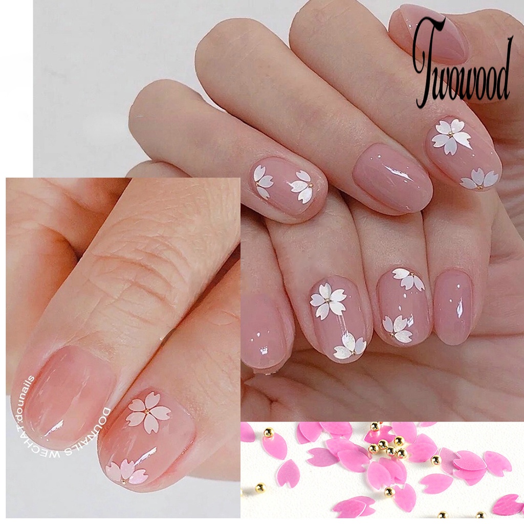 1 Kotak Daun Bunga Sakura Bahan Resin Tahan Air Untuk Dekorasi Nail Art