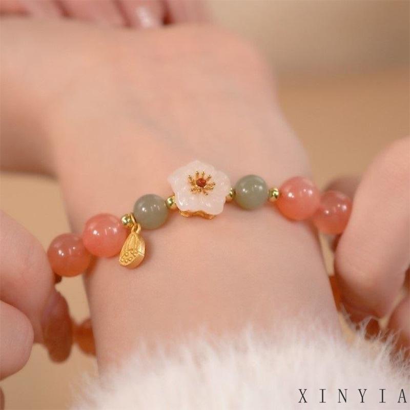 Gelang Manik-Manik Giok Peach Blossom Untuk Wanita