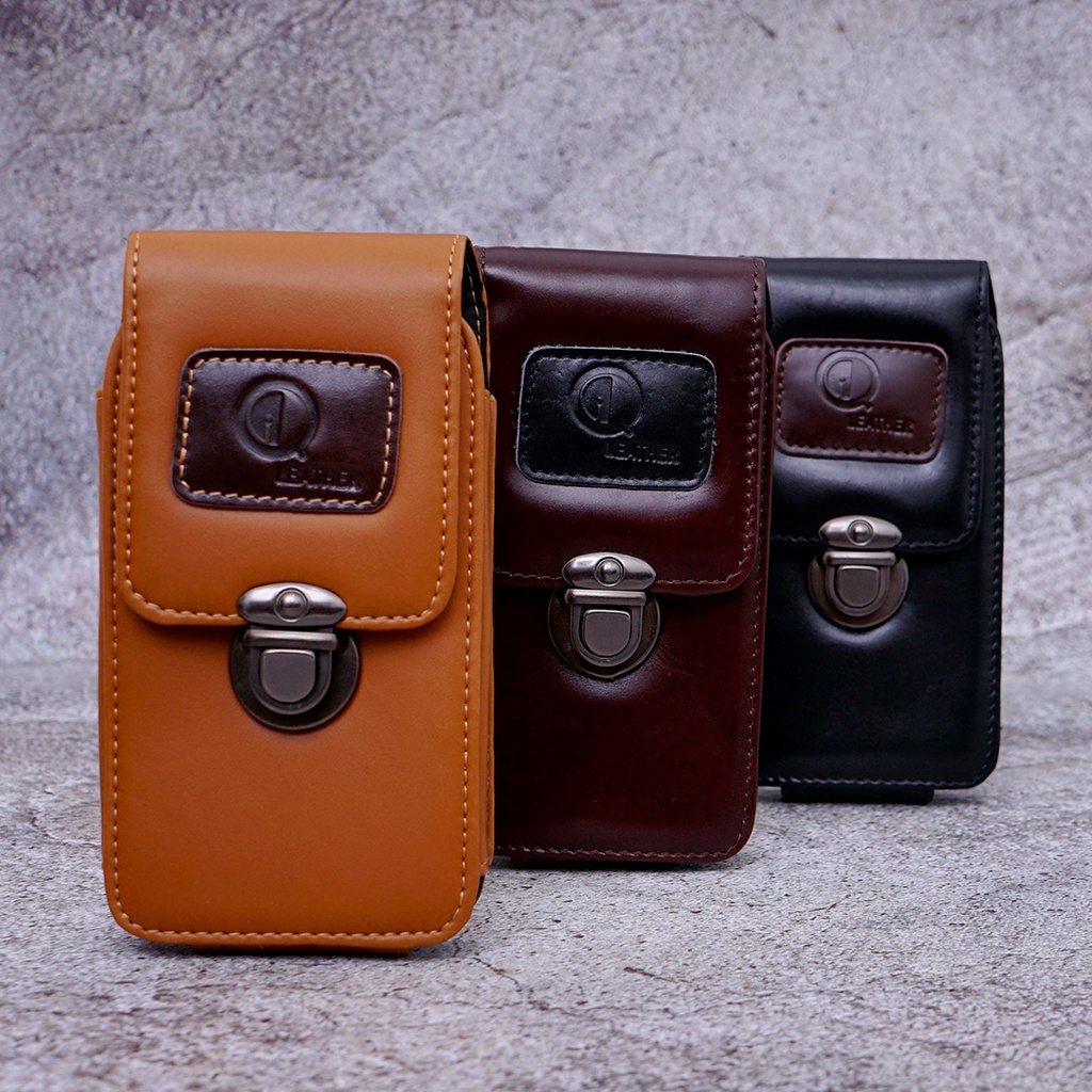 Dompet Pinggang Hp Qileather Pria Bahan Kulit Asli TH01