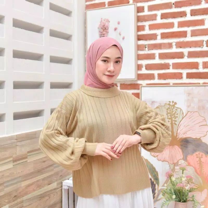 Turtle Neck Button Oversize | Pakaian Wanita | Sweater Rajut pashion wanita