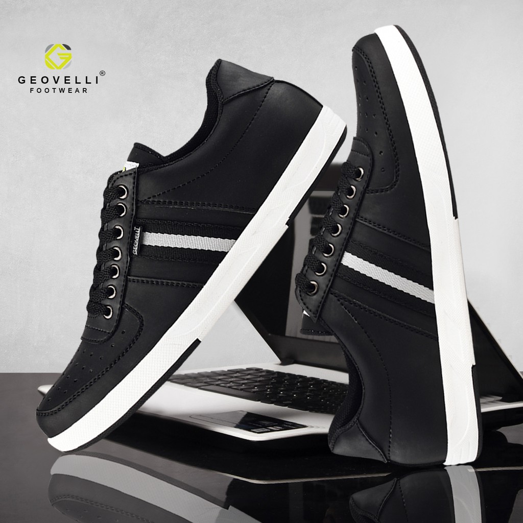 Geovelli Sepatu PriaPutih Sepatu Sneakers Hitam Kasual Pria Olahraga Brand Lokal BANDUNG