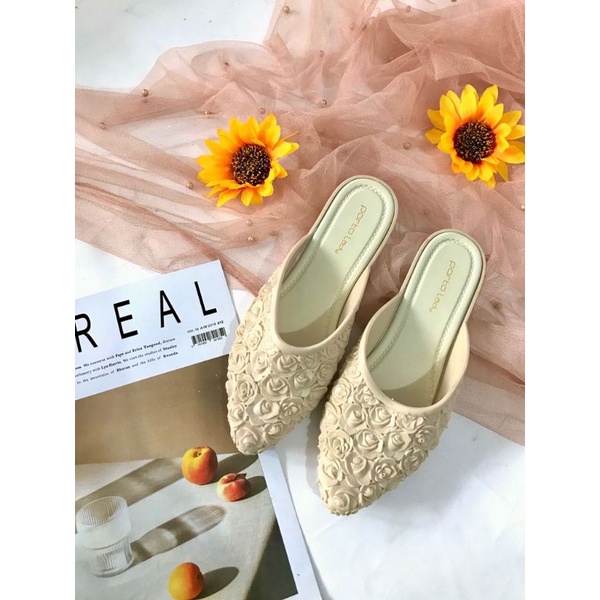 Sandal Slop Wedges BEST SELLER Porto Lady ROS SERIES-Broken White