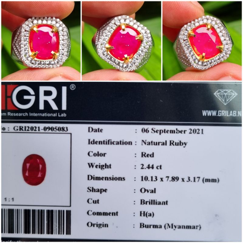 Natural Top Red Ruby Burma Myanmar Memo 2.44 crt