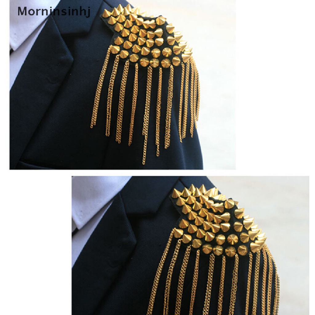 Mornin 1pc Vintage Rivet Rumbai Link Rantai Papan Epaulet Lencana Bahu Bros Punk