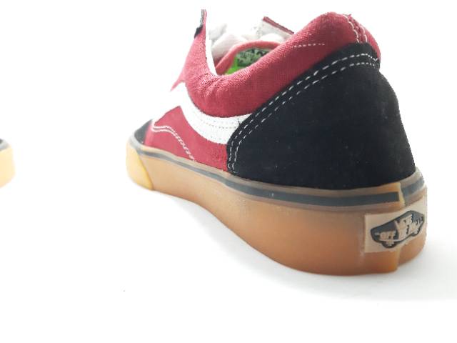 Sepatu pria &amp; wanita vans oldskool classic black red suede kanvas