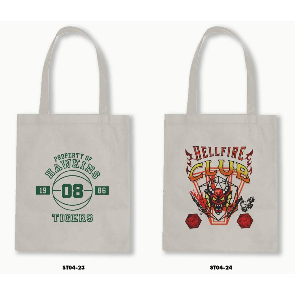 Tas Tote Bag Resleting Kanvas/Blacu  - Stranger Things 4 - 04