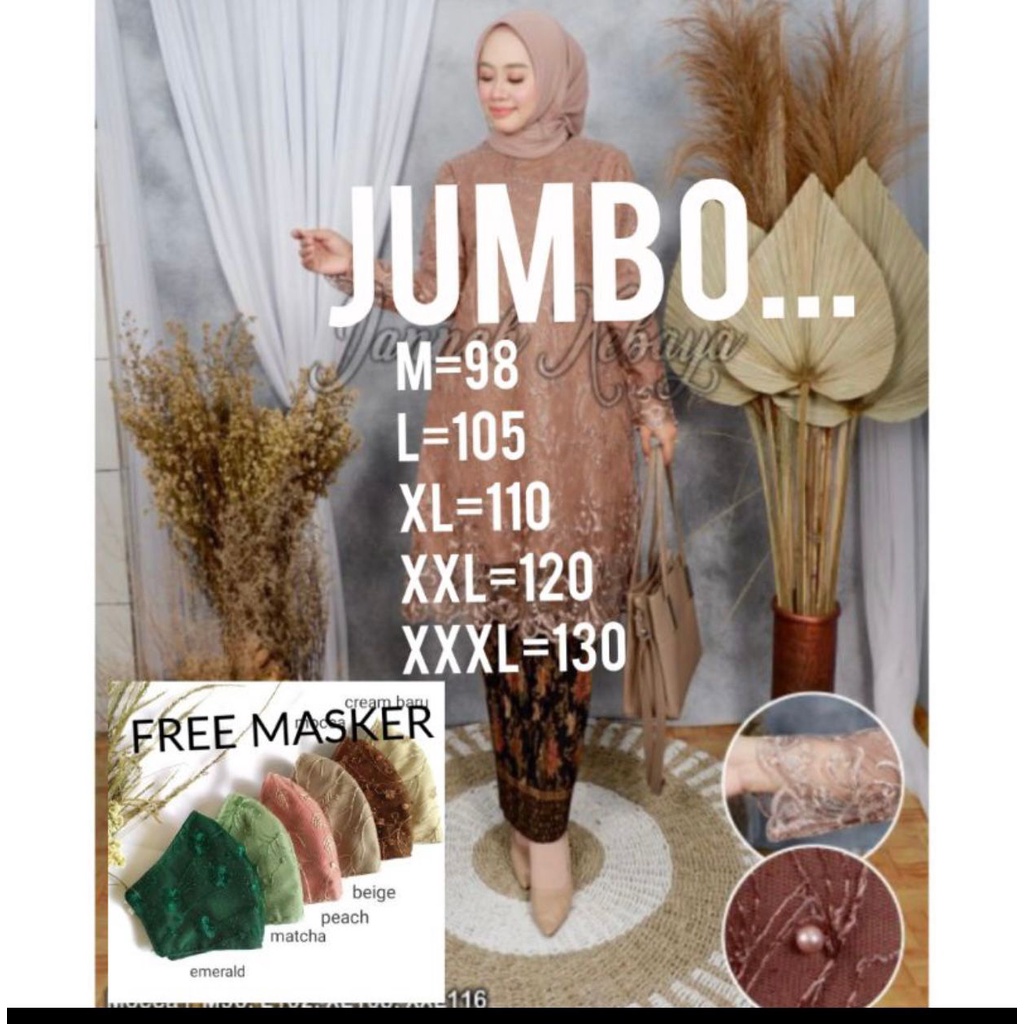 KEBAYA JUMBO LD 130 BIG SIZE &amp;SWAROSKI-KEBAYA TULLE MUTIARA-BAJU KEBAYA / KEBAYA MODERS JUMBO/KEBAYA JUMBO MURAH