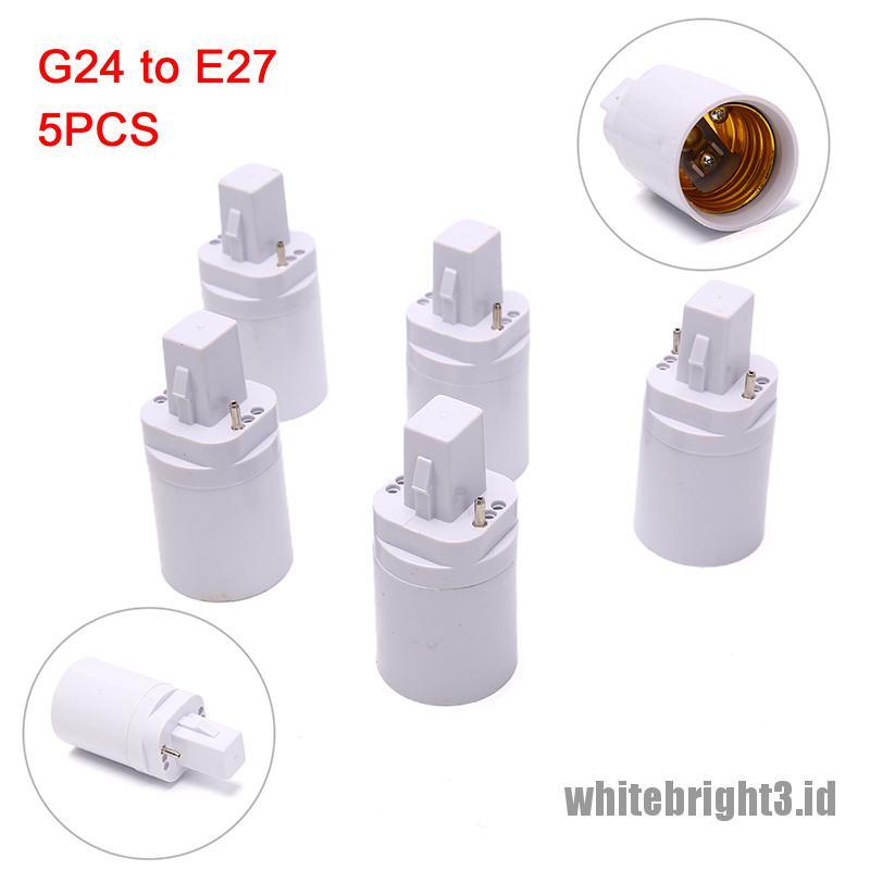 5pcs Adapter Soket Lampu LED G24 Ke E27 Flexible Warna Putih