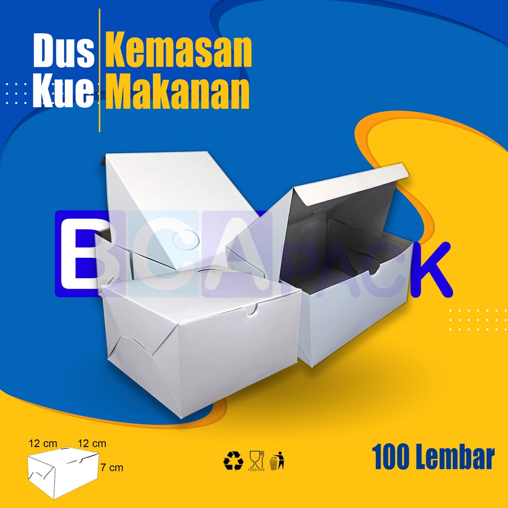 

KOTAK SNACK BOX - DUS KUE KEMASAN MAKANAN - UK 12X12 - POLOS - ISI 100 PCS JAKARTA