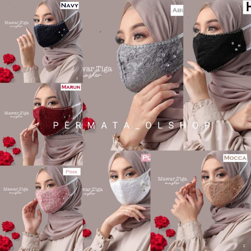 Masker / Masker Kebaya / Masker Brukat / Masker Nikah / Souvenir Nikah / Masker Payet / Makser Kain