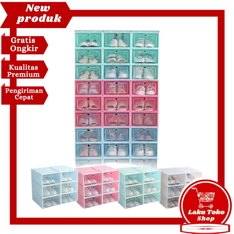 LK Tempat Penyimpanan Sepatu Plastik Kotak Sepatu Plastik Tebal Serbaguna Rak Sepatu Murah Makassar