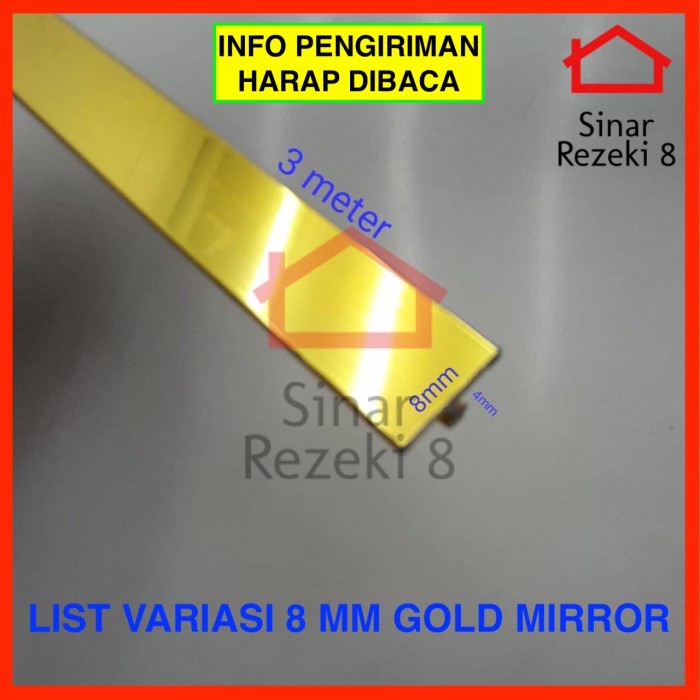 List Variasi 8 mm GOLD MIRROR | Lis T Aluminium Edging Strip Interior