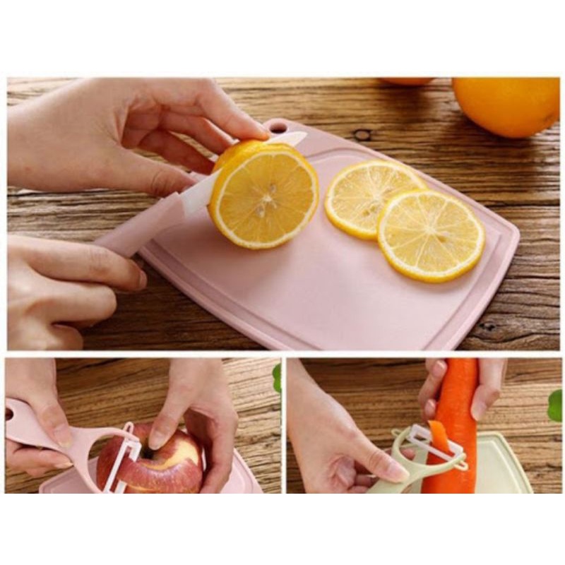 

Pisau Set Ceramic 3 in 1 Talenan Set Knife Set Peeler Pengupas Buah