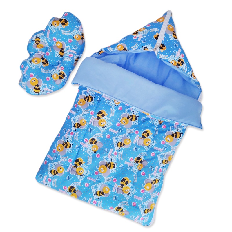 Baby Sleeping Bag + Bantal Peyang Tempat Tidur Bayi Selimut Bayi Motif