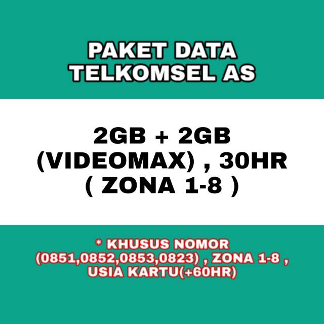 paket data telkomsel as 2gb plus 2gb videomax sebulan