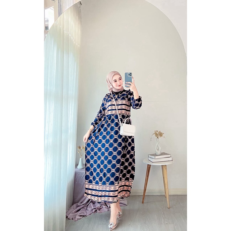 COD - Asmiranda Maxy Gamis Muslim Aurora Dress Shakila Aksen Renda Brukat Import Ld  110 Fit S - XL ( Free Bros ) Fashion Maxi Wanita Pesta Kondangan Modern Termurah Terlaris-5