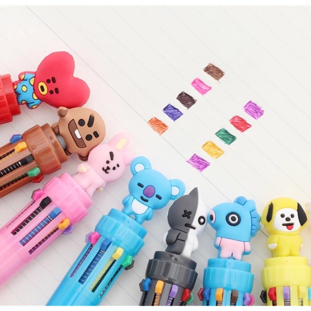 

Pulpen warna BTS BT21 Bangtang Boys Chunky Pattern Ballpoint Pen School Office Supply Stationery
