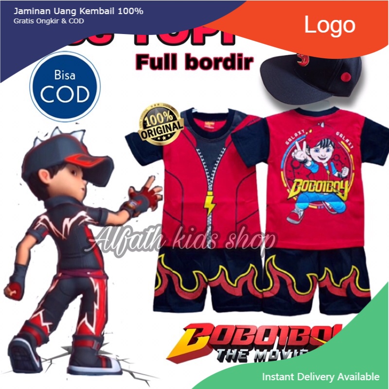 SETELAN BOBOIBOY ANAK GRATIS TOPI 2 -10 TAHUN / BAJU KOSTUM BOBOIBOY ANAK LAKI-LAKI SETELAN TOPI / S