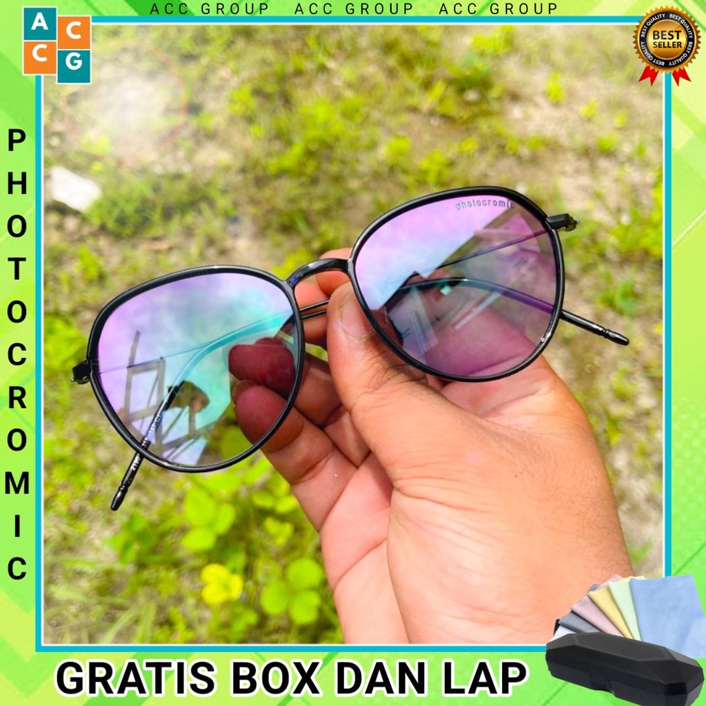 MURAH KACAMATA PHOTOCROMIC BLUERAY ANTI RADIASI WANITA PRIA 2190 VINTAGE FRAME OPTIK ELASTIS NEW