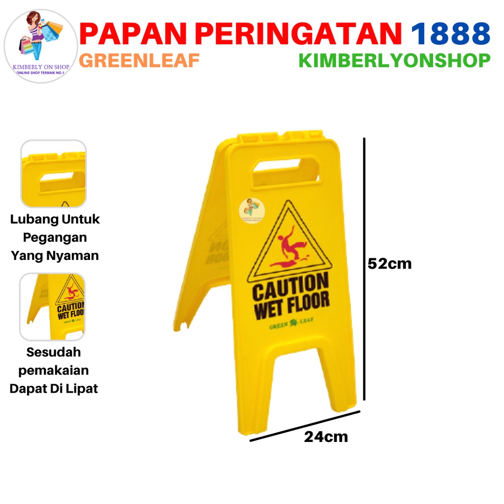 Sign Floor Papan Peringatan Lantai Basah 1888 Green Leaf