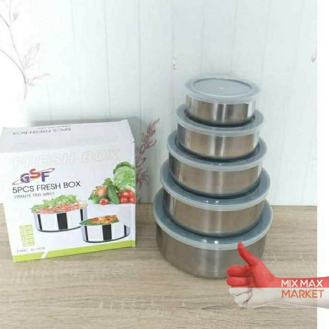 Rantang Stainless Steel Susun 5 PCS / Protect Fresh Box GSF Free Packing