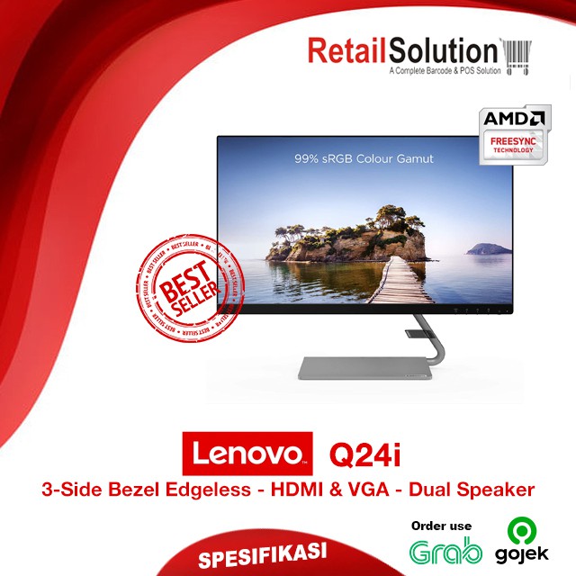 Monitor 24&quot; IPS Full HD 1080p HDMI - Lenovo Q24i-10 / Q24 i10 / Q24i10