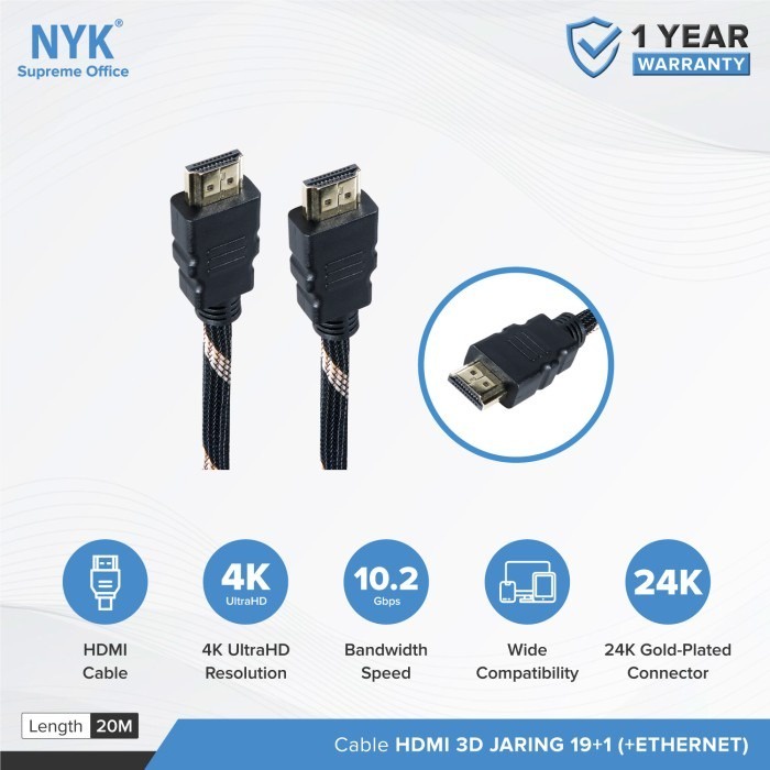 NYK Kabel HDMI 1,5Meter Versi 2.0 Full HD 4K 1080P