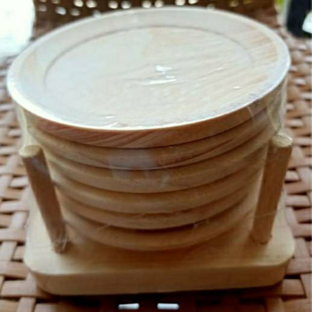 Tatakan Gelas kayu set 6