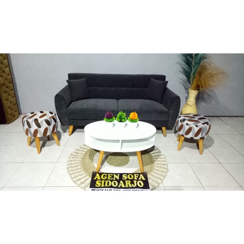 Sofa retro 150 set meja dan 2 stool